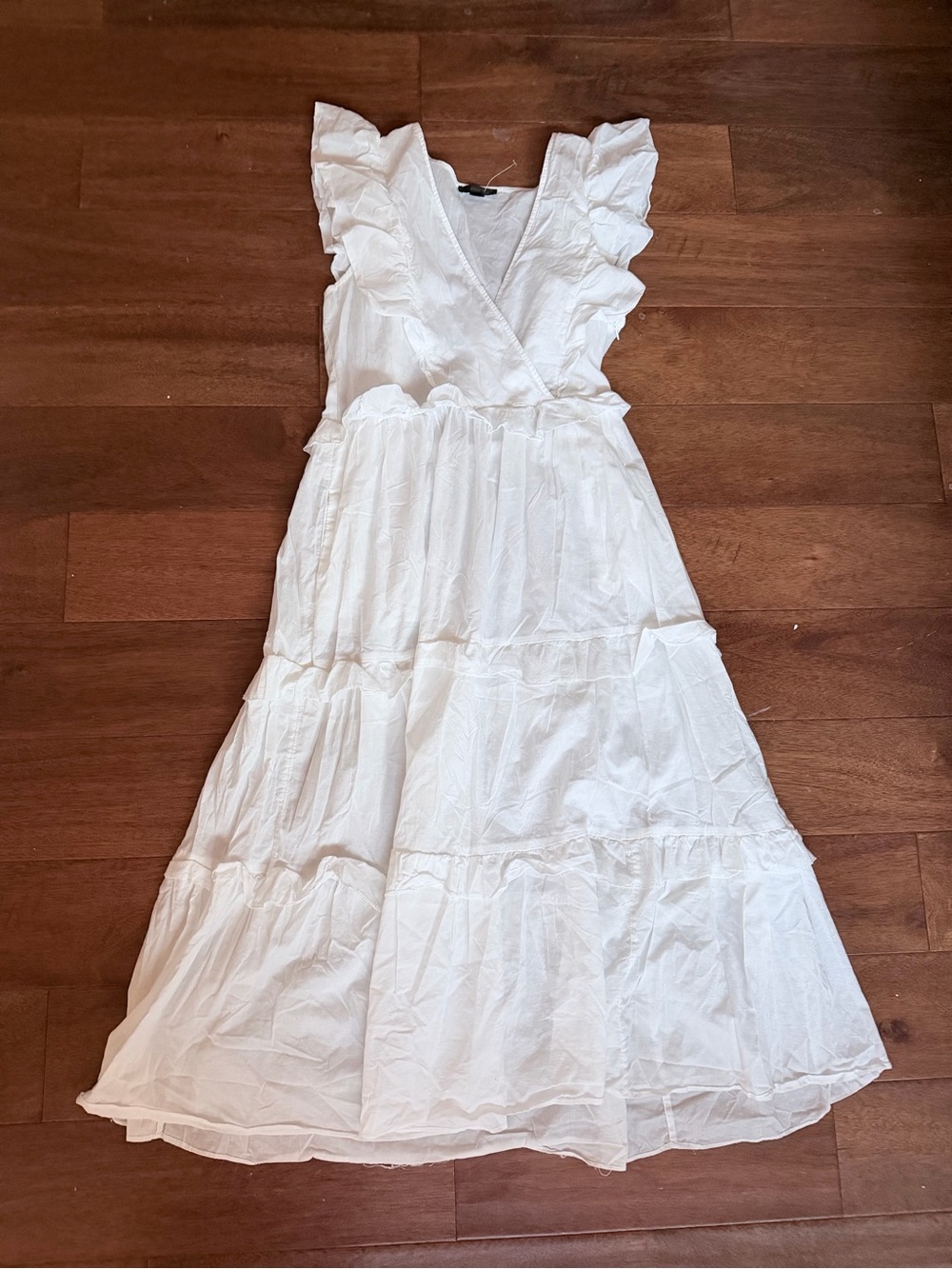 J. Crew White Tiered Ruffle Maxi Dress